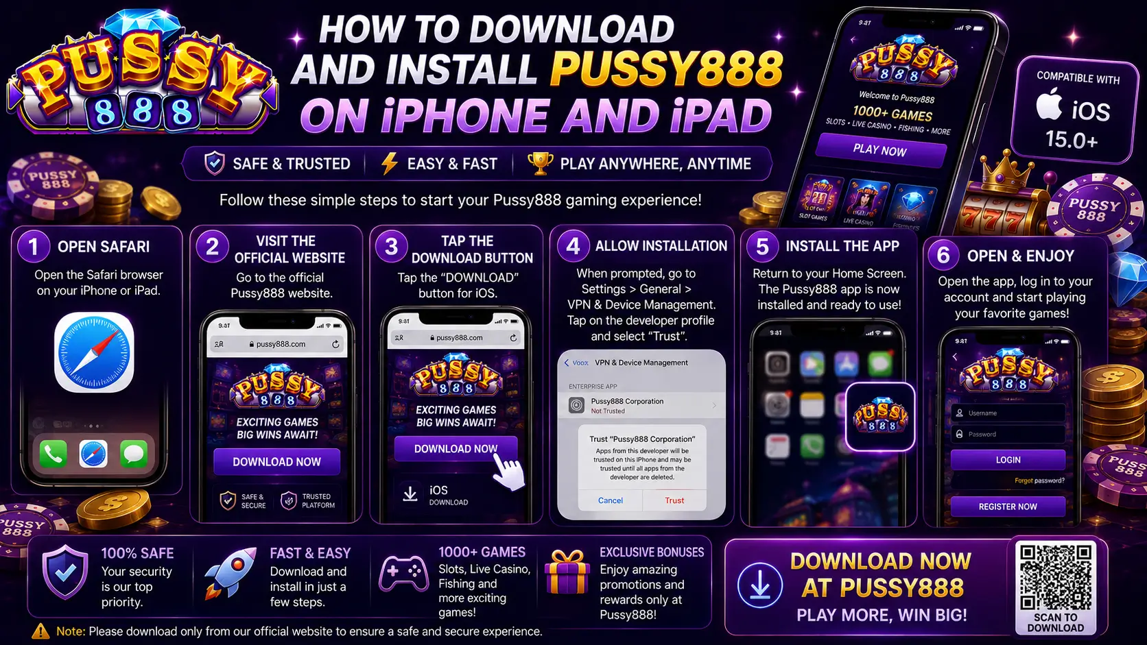 How to download and install Pussy888 on iPhone and iPad
